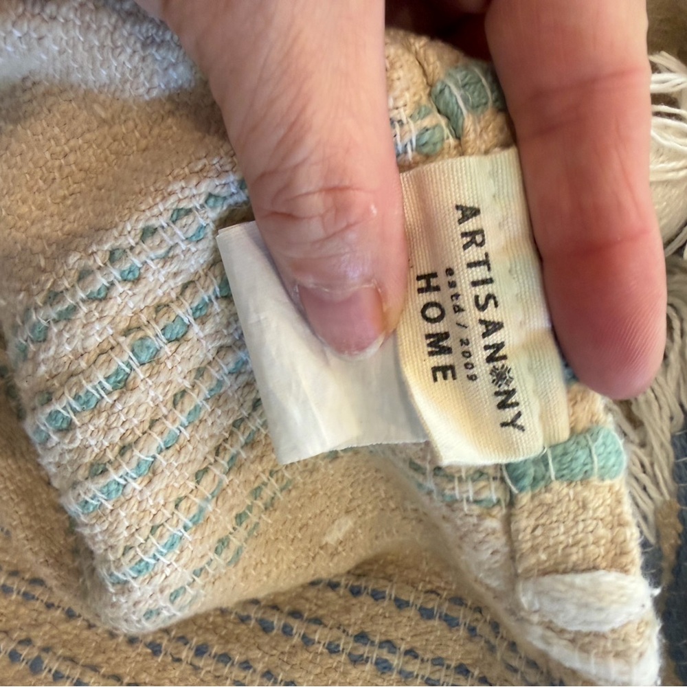 Artisan Ny Yellow and Blue Striped Throw Blanket - Picture 3 of 4